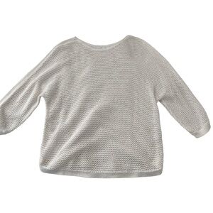 J.Jill White Open Knit Lightweight Sweater Pullover Textured Top Medium Coastal